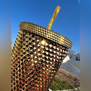 Starbucks Inspired 24oz Metallic Gold Studded Tumbler